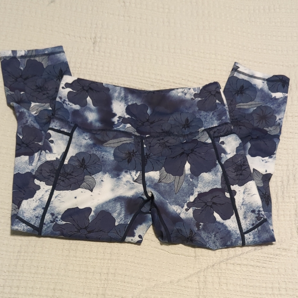 ZYIA Women's Leggings with Navy Floral Design